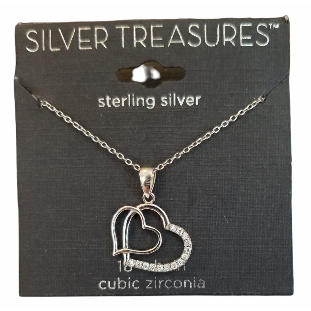 Silver Treasures Sterling Silver Heart Necklace
